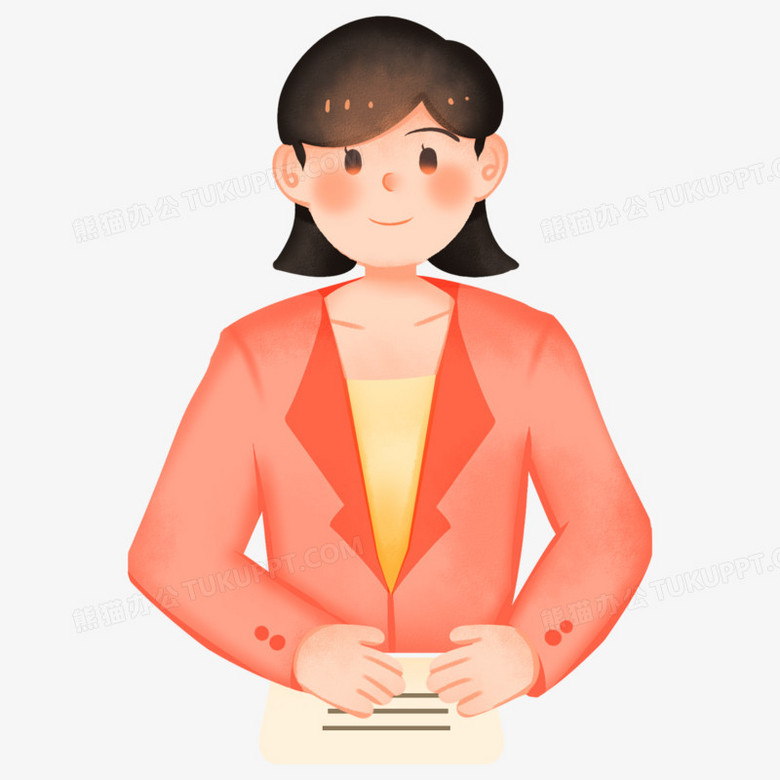 手绘卡通新闻女主持人免抠元素
