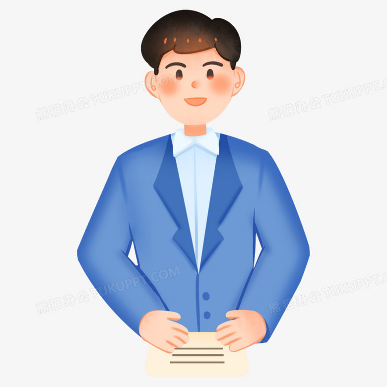 手绘卡通新闻男主持人免抠元素