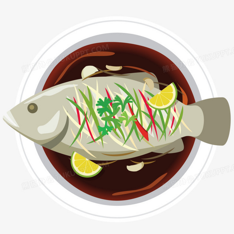 手绘清蒸鱼免抠元素