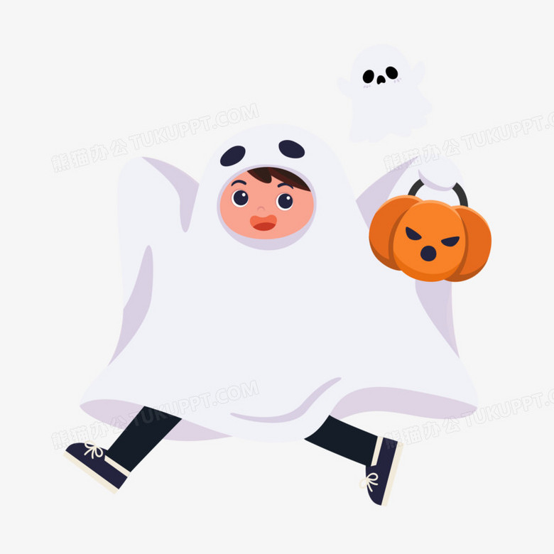 手绘卡通万圣节鬼魂变装元素