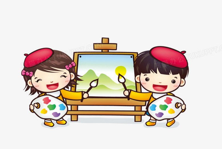 画画中的卡通小孩png图片素材下载_画画png_熊猫办公