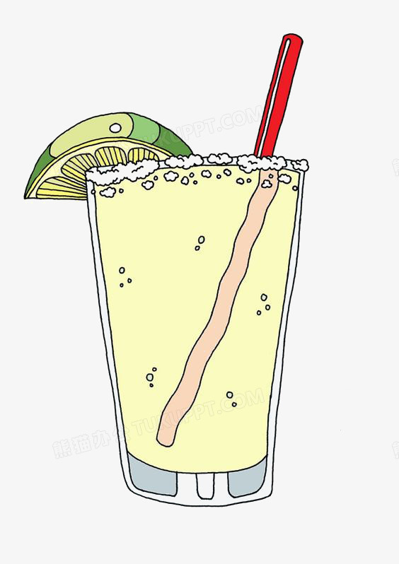 本作品全称为《彩色卡通手绘美味苏打水创意元素》,在整个配色上使用
