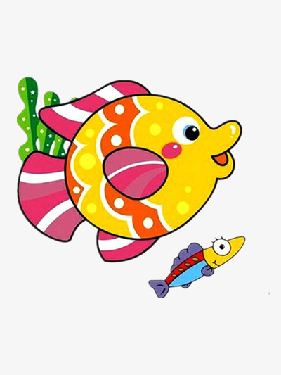 本作品全称为《彩色卡通风海底的大鱼和小鱼创意元素》,在整个配色上