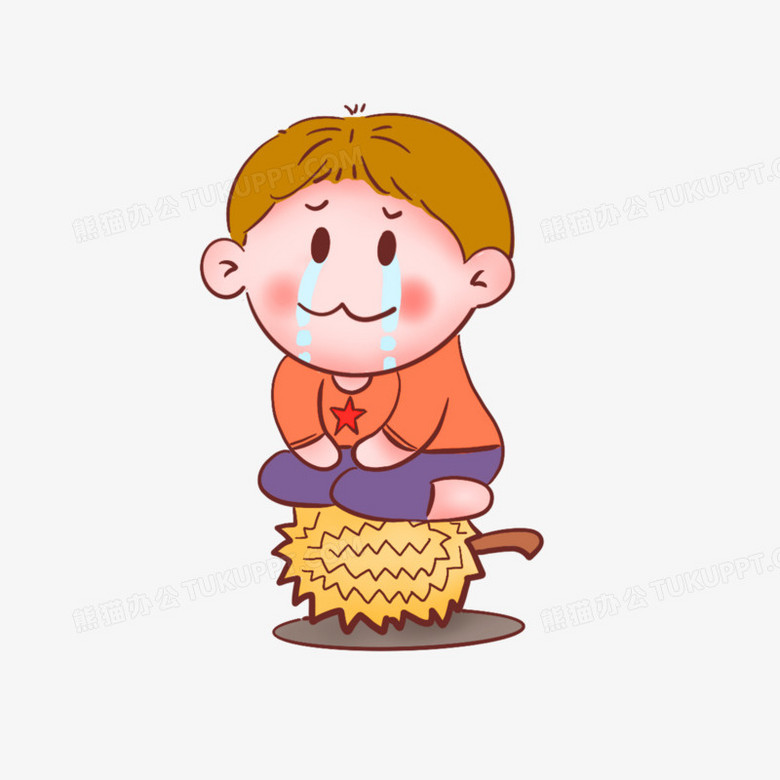 卡通手绘老大跪榴莲创意表情包素材