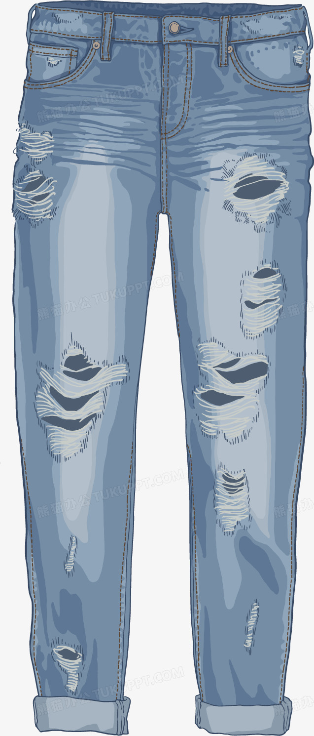 矢量手绘牛仔裤