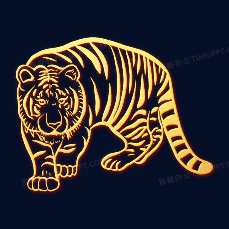 金色立体浮雕老虎素材