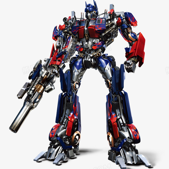 在整个配色上使用蓝色作为基础色调,设计了擎天柱,枪等元素,卡通效果