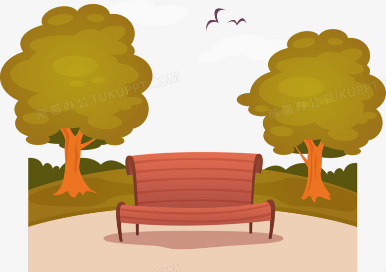 矢量手绘公园的长椅