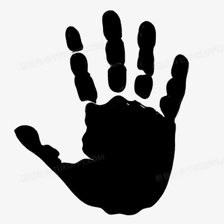 本作品全称为《简约手绘黑色巴掌印装饰元素》,由迷