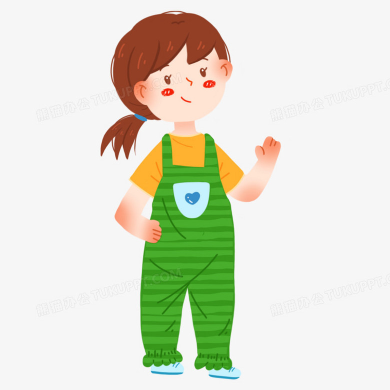 手绘卡通可爱站着的女孩元素