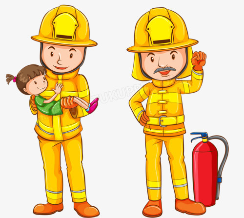消防员抱小孩简笔画图片