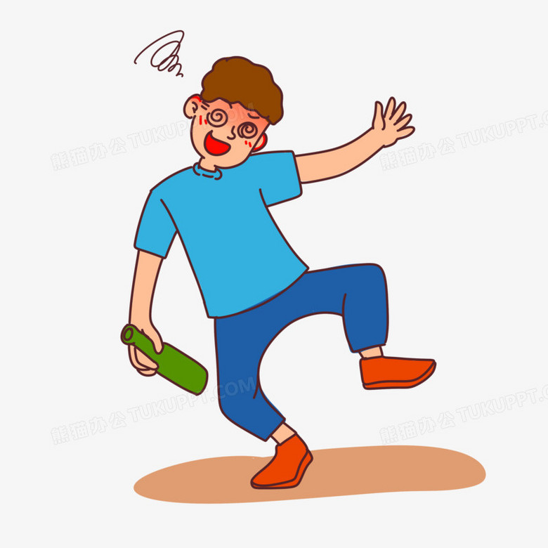 手绘卡通醉鬼酒鬼素材