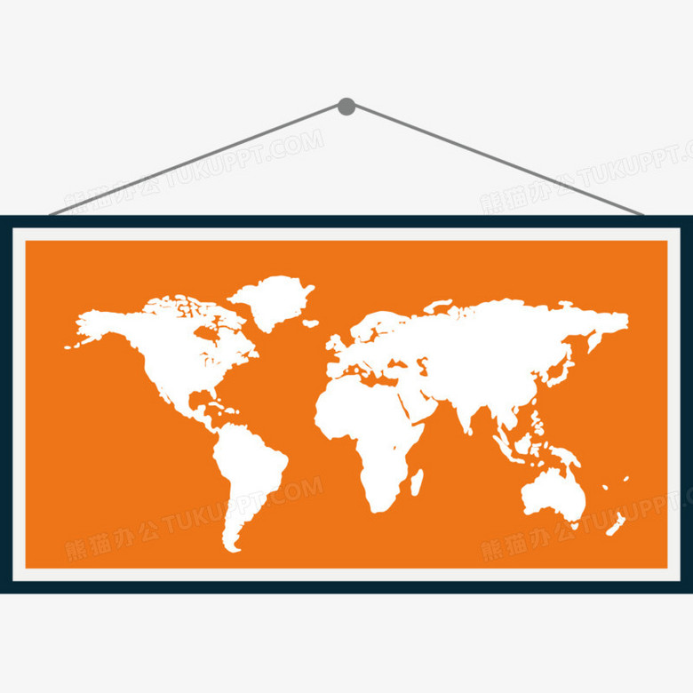 手绘世界地图画框矢量素材