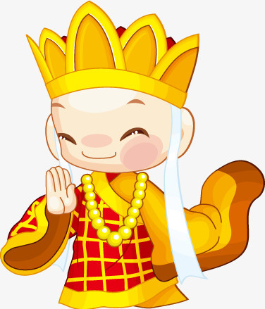 本作品全称为《黄色卡通风可爱微笑的唐僧创意元素》,在整个配色上