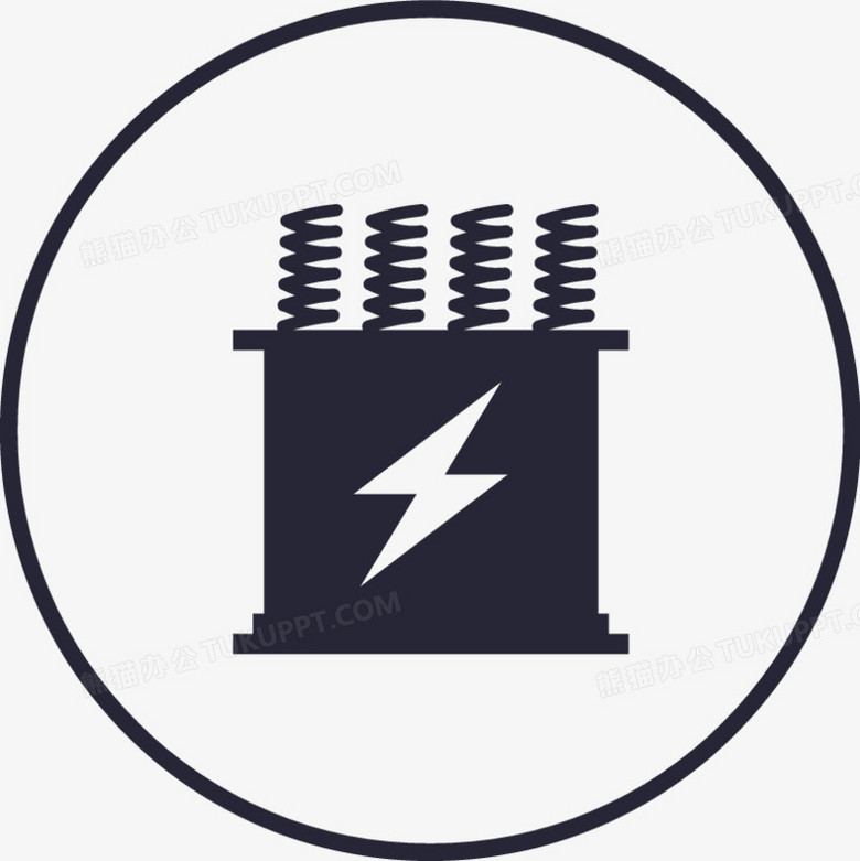 本作品全称为《黑色卡通风配电系统图标创意元素》,使在整个配色上