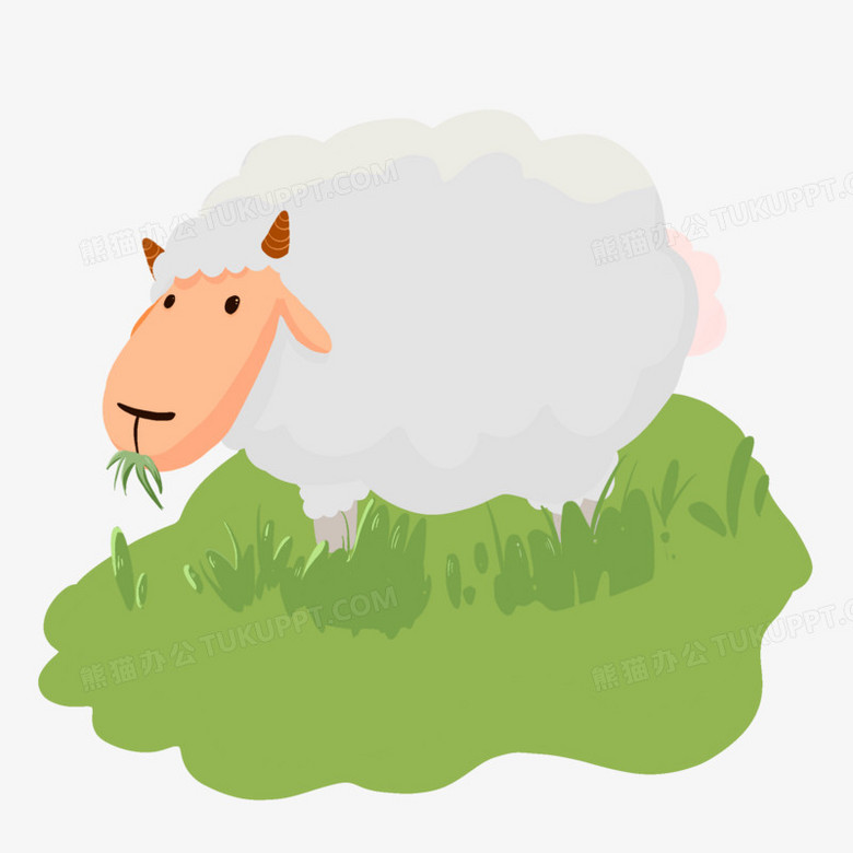 本作品全称为《卡通手绘可爱绵羊吃草元素》,使用 adobe photoshop cc