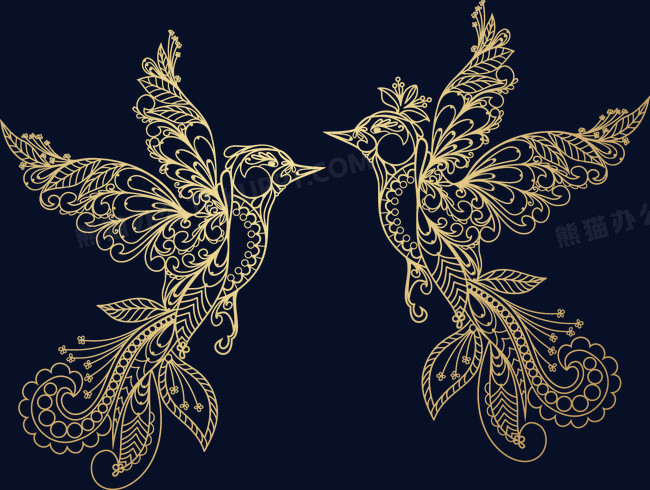 卡通手绘比翼鸟