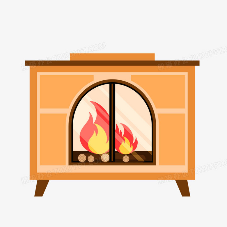 手绘卡通壁炉素材