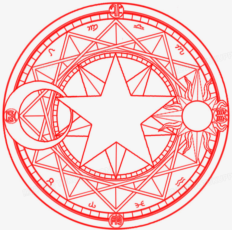 红色六芒星魔法阵PNG图片素材下载_红色PNG_熊猫办公