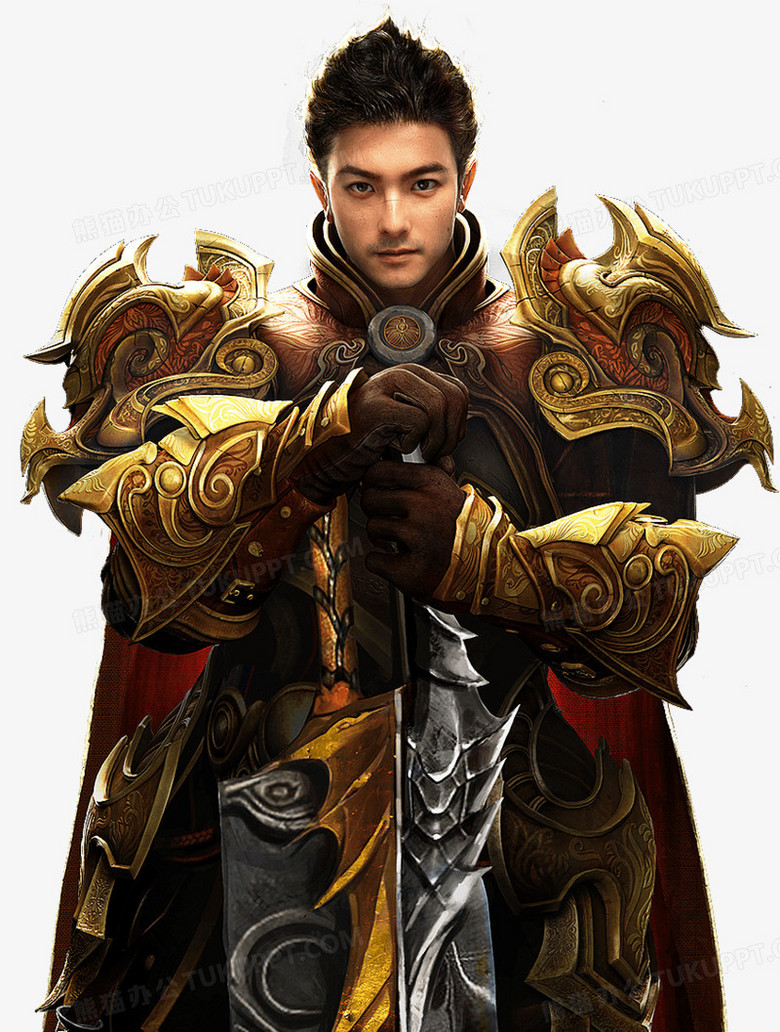 俊美金甲将军古风手绘海报背景