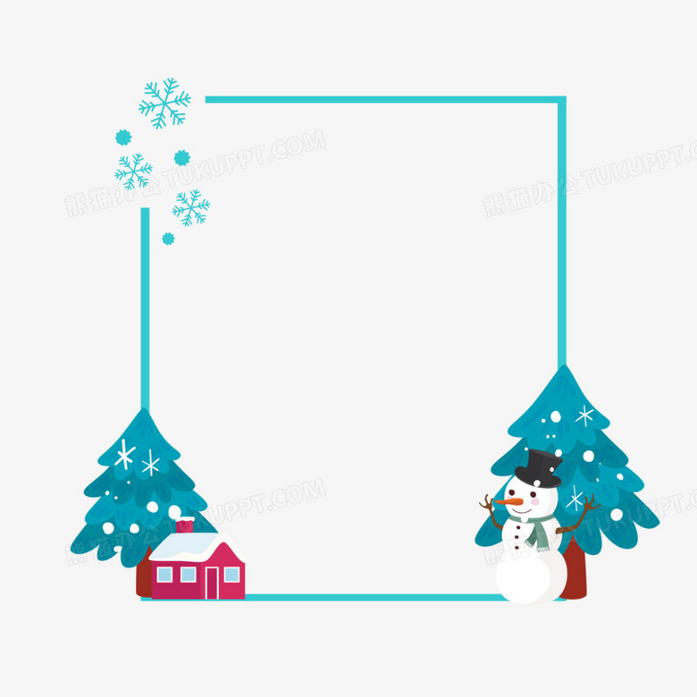 冬天简单边框简笔画图片