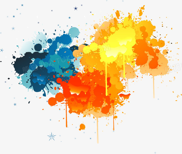 手绘彩色水墨晕染图案