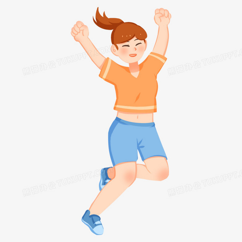 本作品全称为《黄色卡通手绘兴奋跳跃的女孩创意元素》,使用 adobe