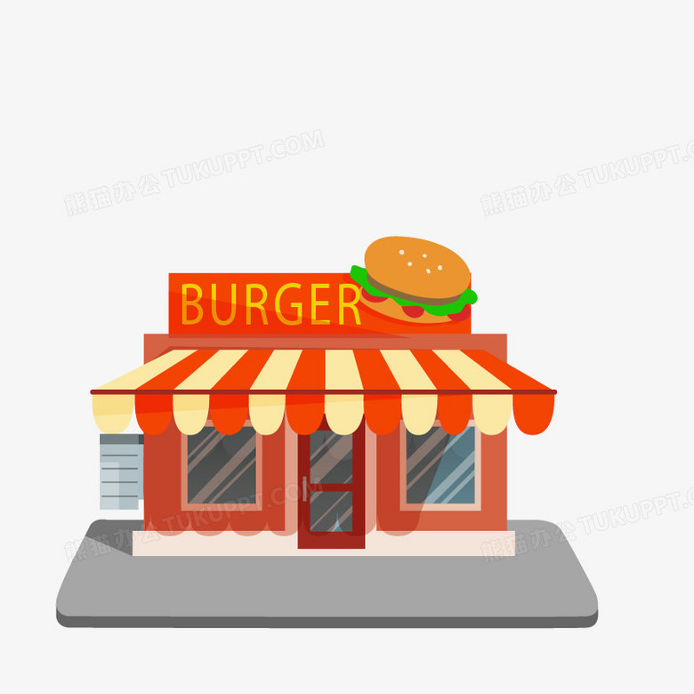 本作品全称为《红黄色卡通风汉堡快餐店创意元素》,使用adobe