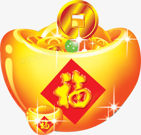 扁平风格创意合成效果质感金元宝