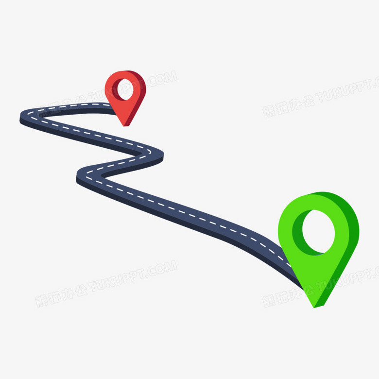 手绘立体箭头地标起点终点免抠素材