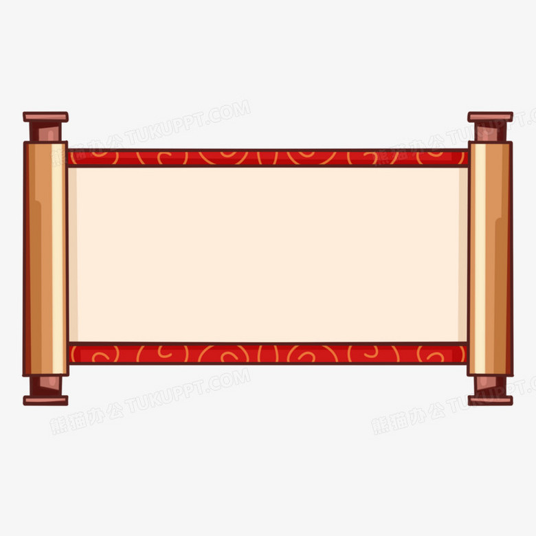 手绘卡通中式卷轴边框元素