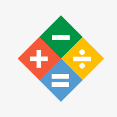 本作品全称为《简约彩色方块加减乘除符号创意元素》,在整个配色上