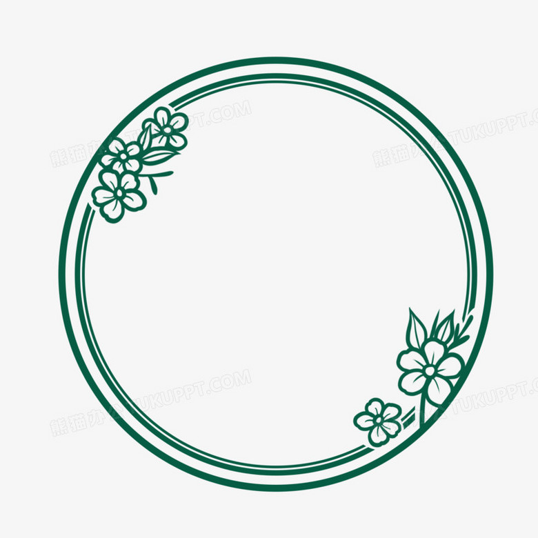 中式粗线条圆边框花式边框素材