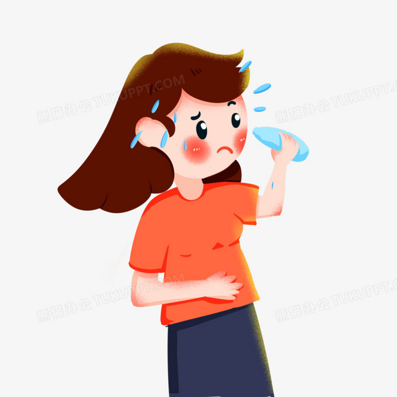 卡通手绘创意女孩没水喝元素