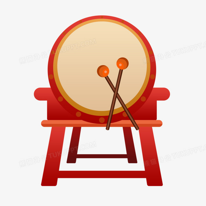手绘插画风敲大鼓元素