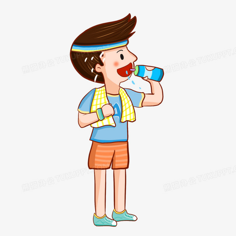 卡通手绘运动完好口渴素材