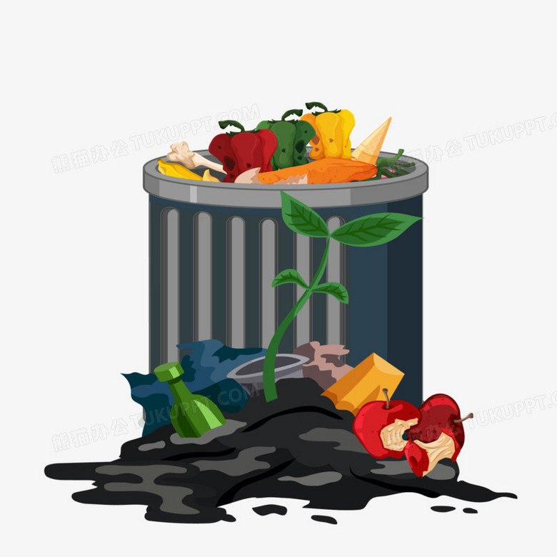手绘卡通垃圾堆素材