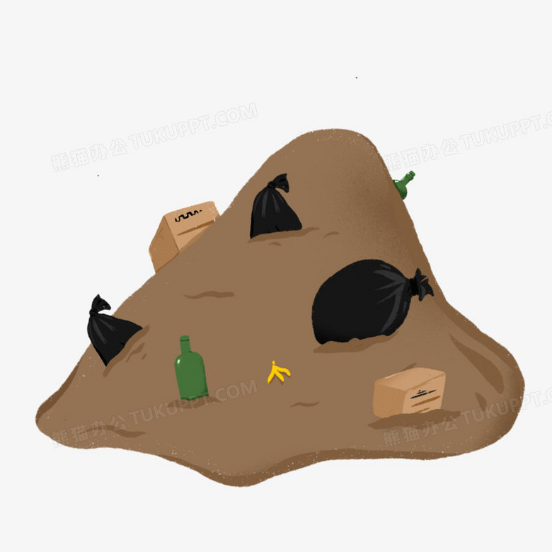 本作品全称为《褐色卡通堆积如山的垃圾堆创意元素》,使用adobe