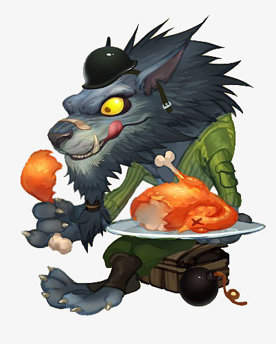 吃肉的狼png图片素材下载_卡通png_熊猫办公