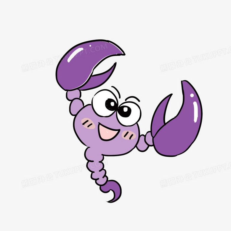 本作品全称为《紫色卡通风可爱两只大钳子的天蝎座元素》,由迷南文化