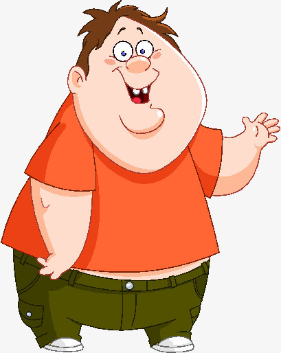 设计了一个穿着橙色t恤的小胖子,卡通效果的展现形式更好的突出可爱的