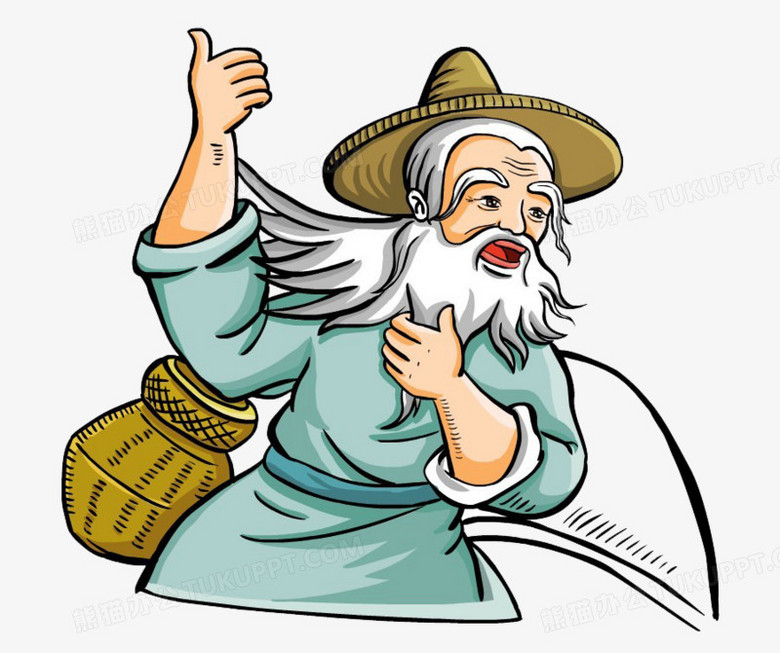 本作品全称为《彩色卡通风戴草帽背鱼篓的打渔老爷爷元素》,在整个