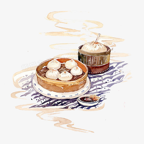 蒸包子手绘画素材图片