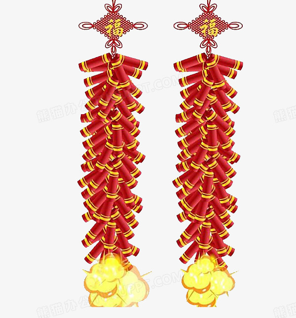 喜庆双联鞭炮png素材