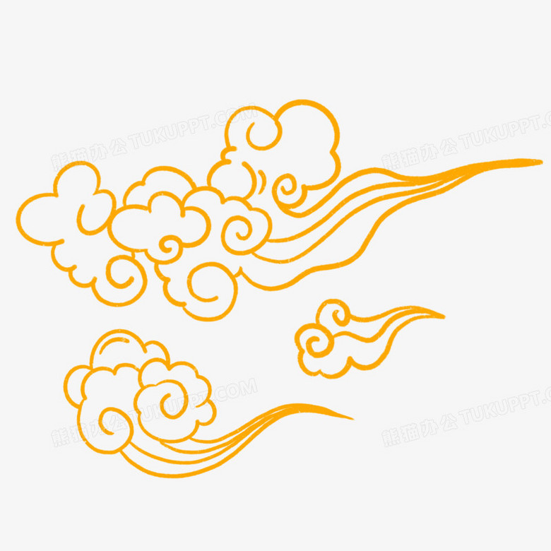 黄色古风祥云免抠装饰元素png图片素材下载_装饰png_熊猫办公