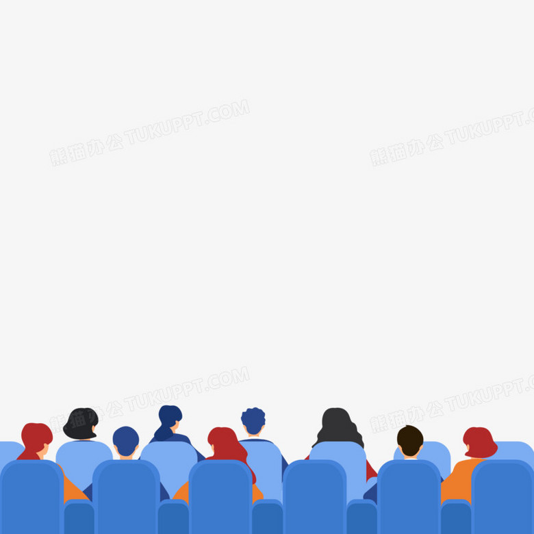 手绘卡通观众背影素材