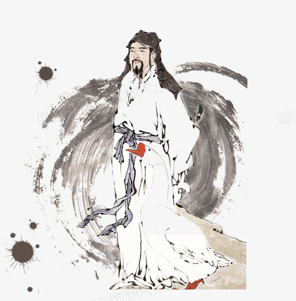 本作品全称为《灰色中国风水墨画古代人物创意元素》,使用 adobe