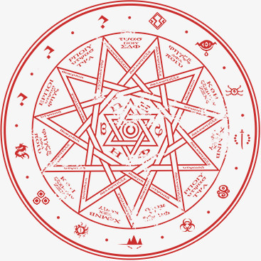 红色卡通魔法阵海报背景