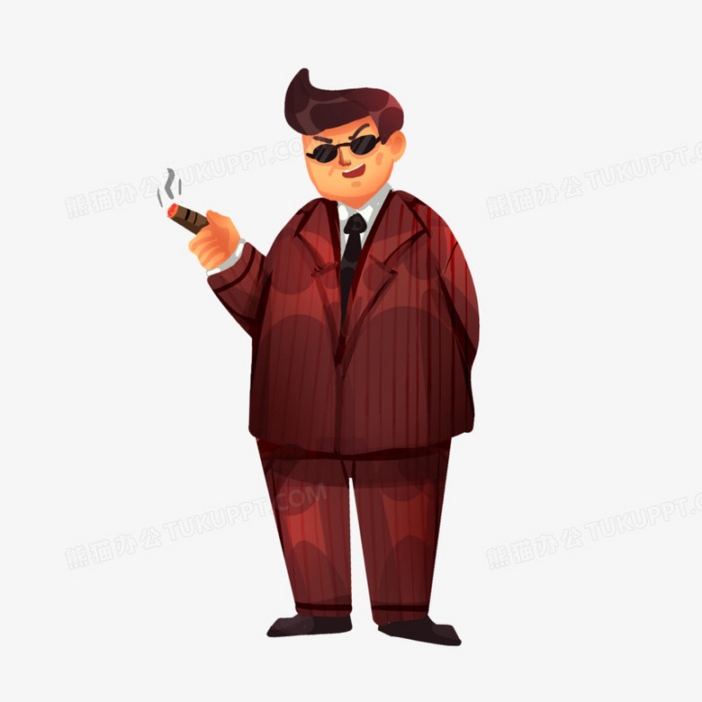 手绘卡通大老板插画元素PNG图片素材下载_手绘PNG_熊猫办公