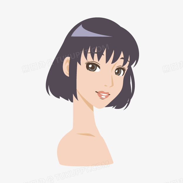 可爱短发女孩png图片素材下载_女孩png_熊猫办公